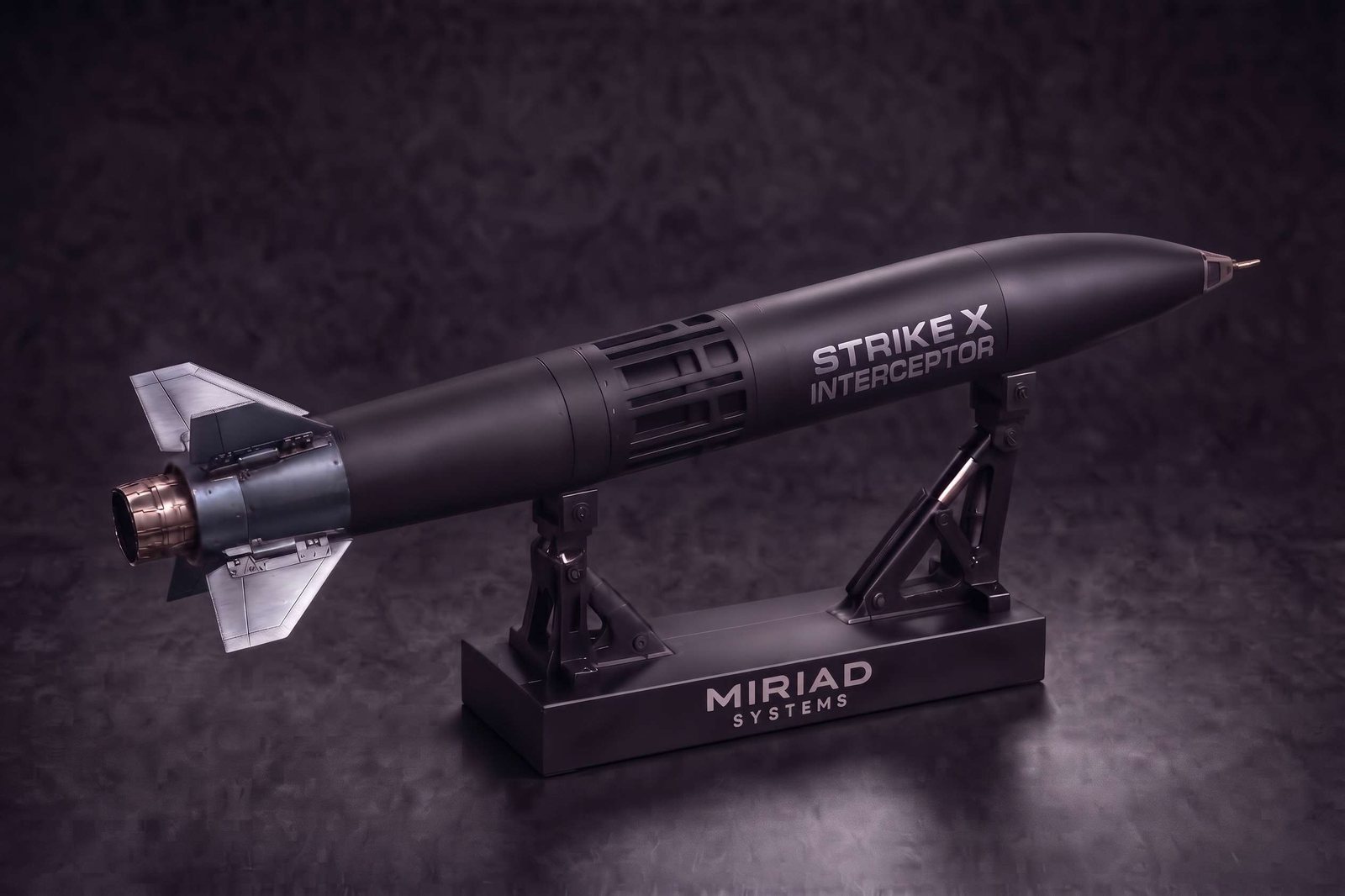 STRIKEX interceptor missile on its stand